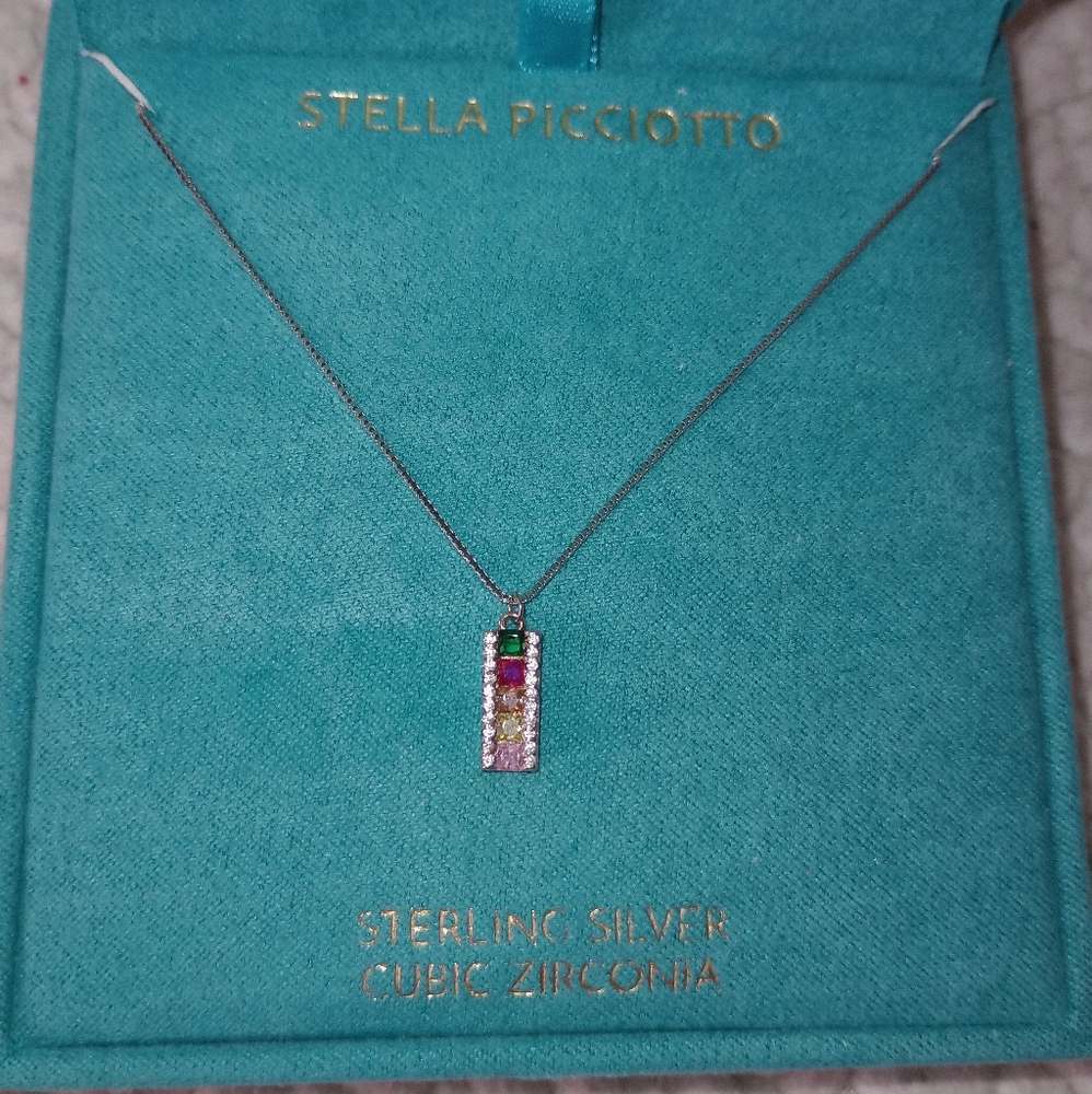 New Sterling Silver Necklace Cubic Zirconia Pendant